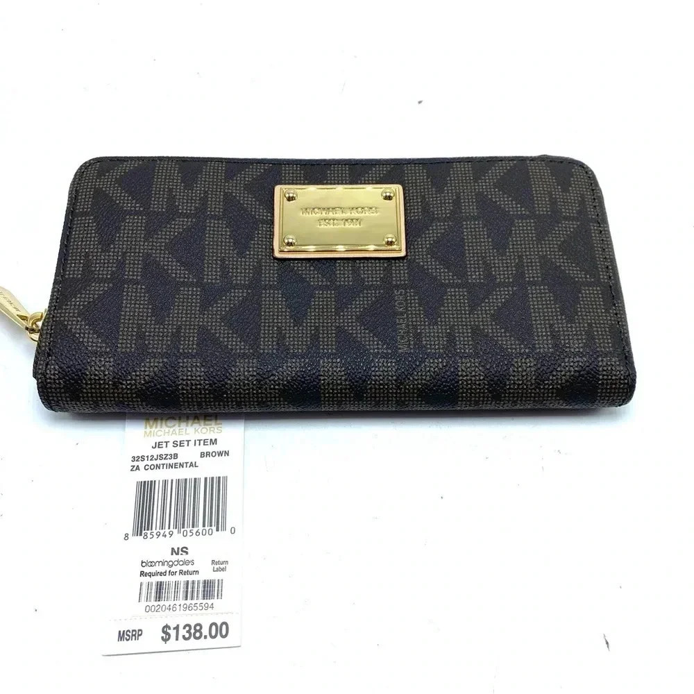 Michael Kors continental jet set zippered wallet signature monogram new w/ tags